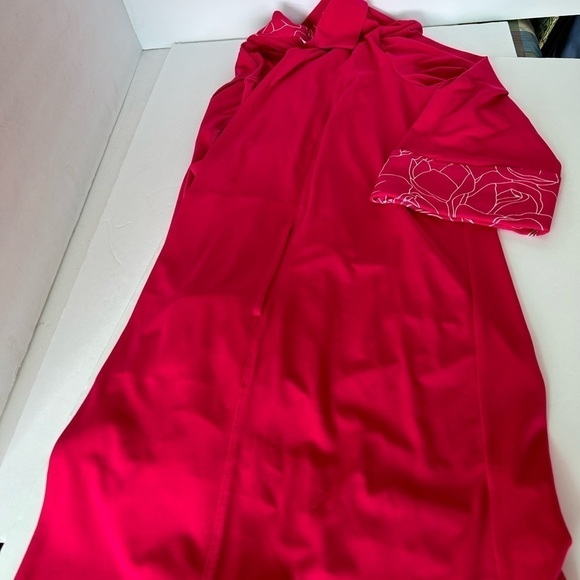 NWOT Susan Graver 2pc Hot Pink/White Liquid Knit Cardigan Set - Picture 9 of 10